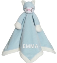 Schmusetuch mit Namen, Katze, Teddykompaniet, Hellblau